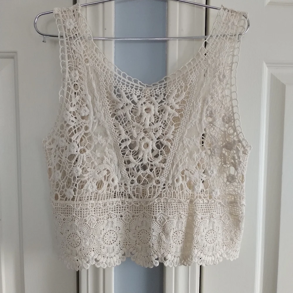 RAGA Beige Crochet Top XS - Picture 6 of 14
